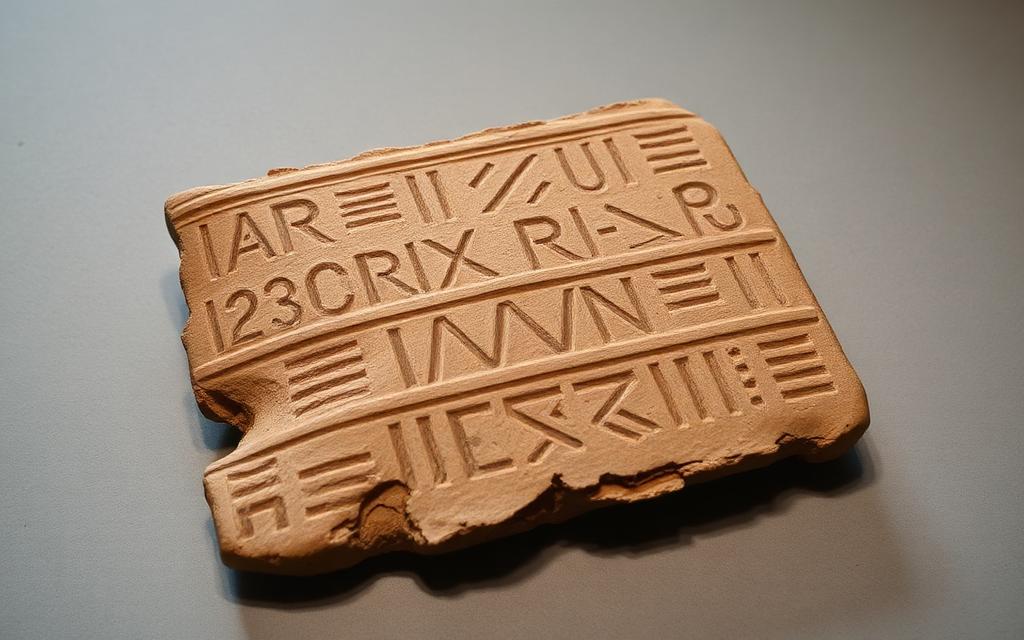 Fragment of an inscribed clay tablet photographed on a neutral ground.